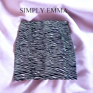 NWOT, Simply Emma, Plus-Size Zebra Print Elastic Skirt, 3X, Pink & Black